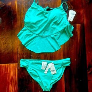 Trina Turk swim & spa collection bikini set, aqua, top sz 4, bottom sz  10 NWT
